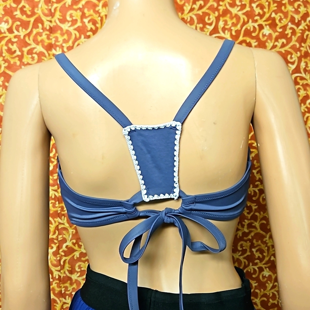 Shade & Shore Grey Keyhole Tie Back Swim Top